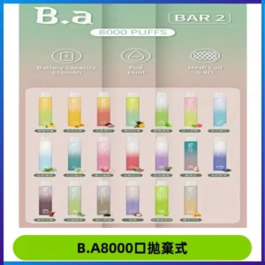 BA BAR2拋棄式一次性8000口電子煙【買十送一】